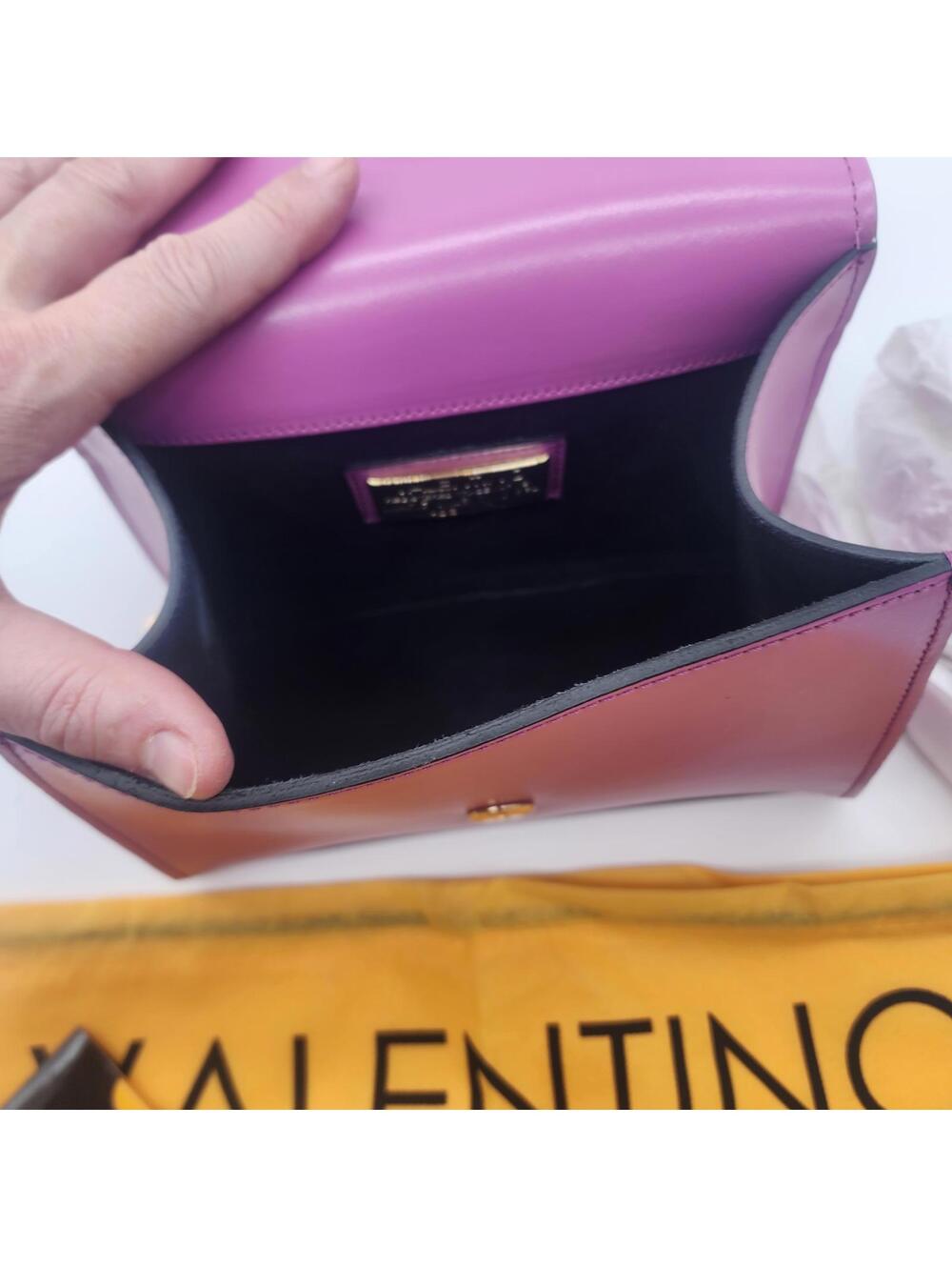 NWT Authentic VALENTINO BY MARIO VALENTINO Logo Leather Shoulder Bag Purple Pink - Picture 6 of 9